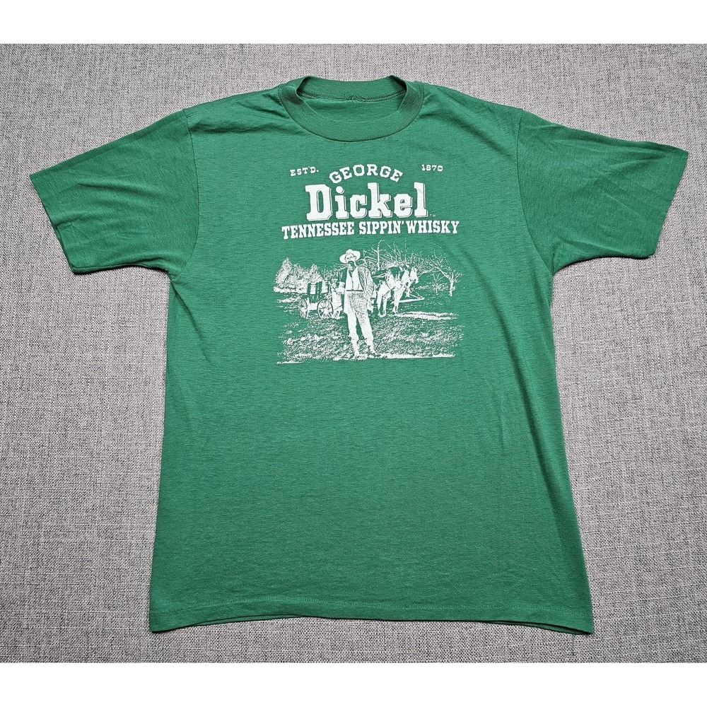 VINTAGE George Dickel Shirt Mens Small Green Tennessee Sippin Whiskey 80s